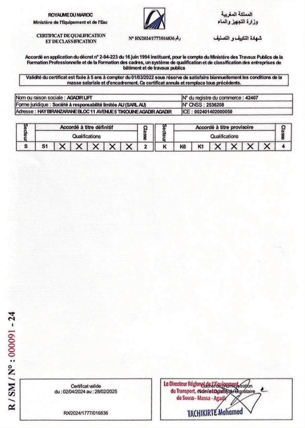 CERTIFICATIONS OFFICIEL (classe 2)
